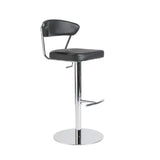 42" Black And Silver Steel Swivel Low Back Bar Height Chair With Footrest