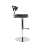 42" Black And Silver Steel Swivel Low Back Bar Height Chair With Footrest