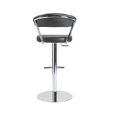 42" Black And Silver Steel Swivel Low Back Bar Height Chair With Footrest