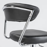 42" Black And Silver Steel Swivel Low Back Bar Height Chair With Footrest