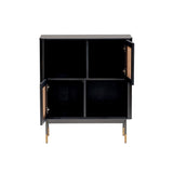 Black Wood and Wicker Accent Cabinet