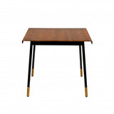 63" Brown Wood Dining Table with Black Steel Legs