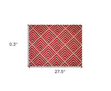2' x 3' Deep Red and Tan Arrow Geo Washable Floor Mat