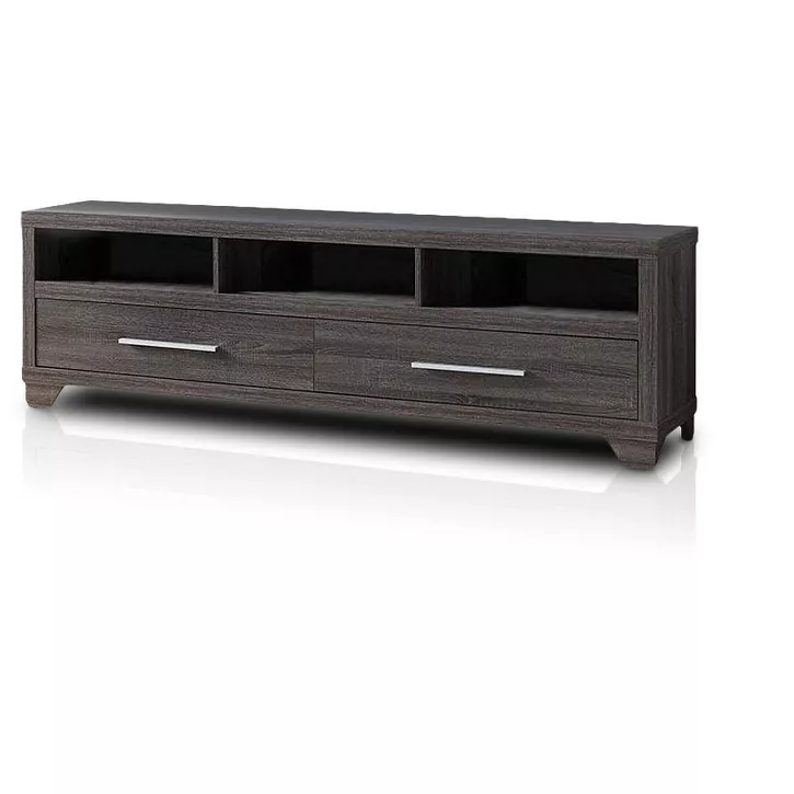 71" Gray Particle Board And Mdf Cabinet Enclosed Storage TV Stand