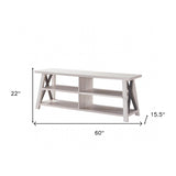 60" Gray And White Particle Board And Mdf Open Shelving TV Stand
