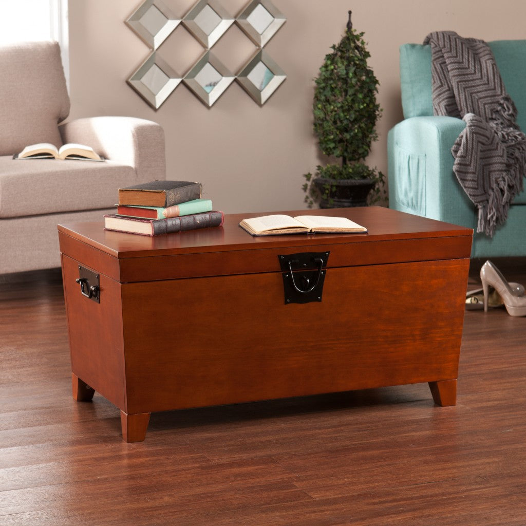 39" Brown Manufactured Wood And Metal Rectangular Coffee Table