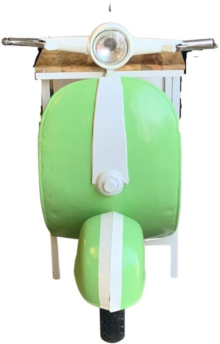 26" Green And White Novelty Scooter Open Cabinet with Two Shelves
