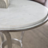 23" Silver And White Marble Curvy Leg Round End Table