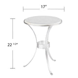 23" Silver And White Marble Curvy Leg Round End Table