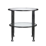 24" Black Glass And Iron Round End Table