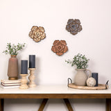 Set of Three Distressed Metal Flower Wall Décor