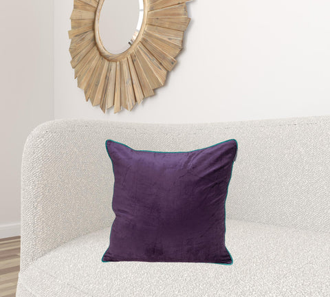 Purple and White Reversible Velvet Throw Pillow