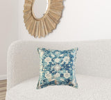 Blue White Abstract Artisanal Throw Pillow