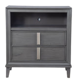 36" Gray Pine Poplar Solids With Mindy And Veneer Open Shelving TV Stand