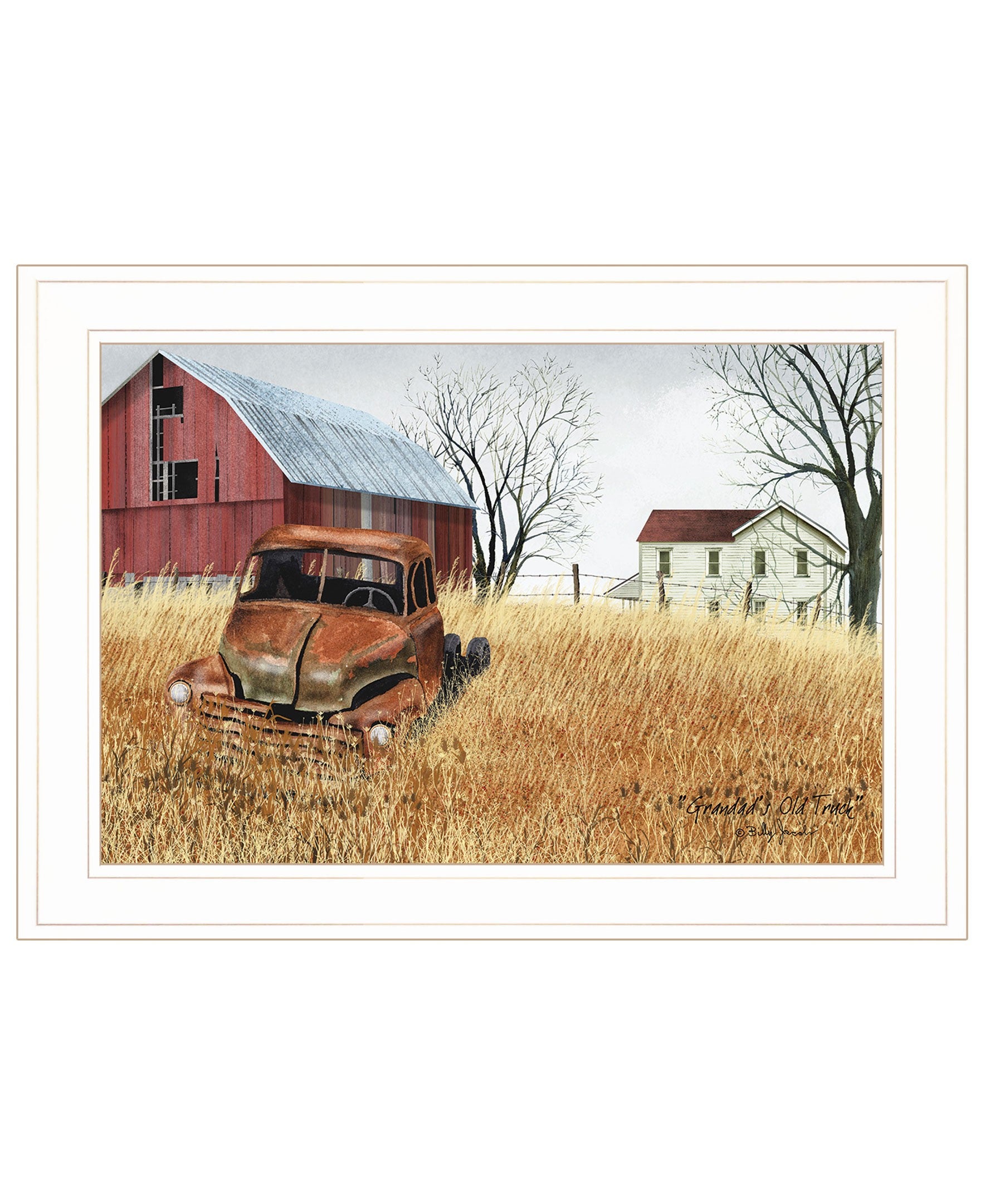 Granddads Old Truck 6 White Framed Print Wall Art