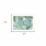 Aqua Leaves 1 White Framed Print Wall Art