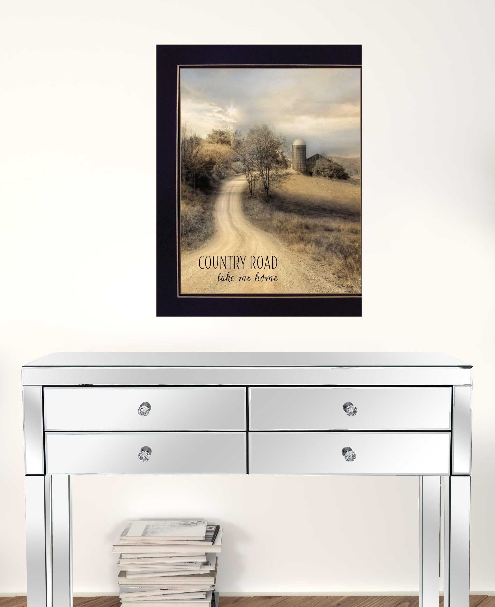 Country Road Take Me Home 2 Black Framed Print Wall Art