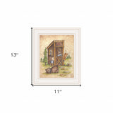 Still Waiting Bear and Moose Bathroom White Framed Print Wall Art