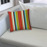 14" X 20" Red And White Blown Seam Striped Lumbar Indoor Outdoor Pillow