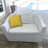 14" X 20" Cream And White Blown Seam Geometric Lumbar Indoor Outdoor Pillow