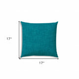 17" X 17" Aqua Blue Blown Seam Solid Color Lumbar Indoor Outdoor Pillow