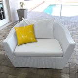 17" X 17" Cream And White Blown Seam Floral Lumbar Indoor Outdoor Pillow