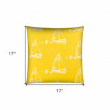 17" X 17" Cream And White Boat Blown Seam Nautical Lumbar Indoor Outdoor Pillow