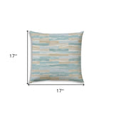 17" X 17" Light Cream Blown Seam Geometric Lumbar Indoor Outdoor Pillow