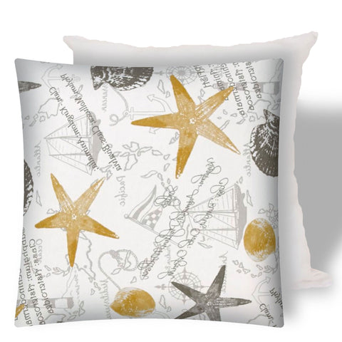 17" X 17" Gold And Cream Boat Zippered Coastal Throw Indoor Outdoor Pillow