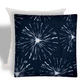 17" X 17" Navy Blue And White Zippered Floral Throw Indoor Outdoor Pillow