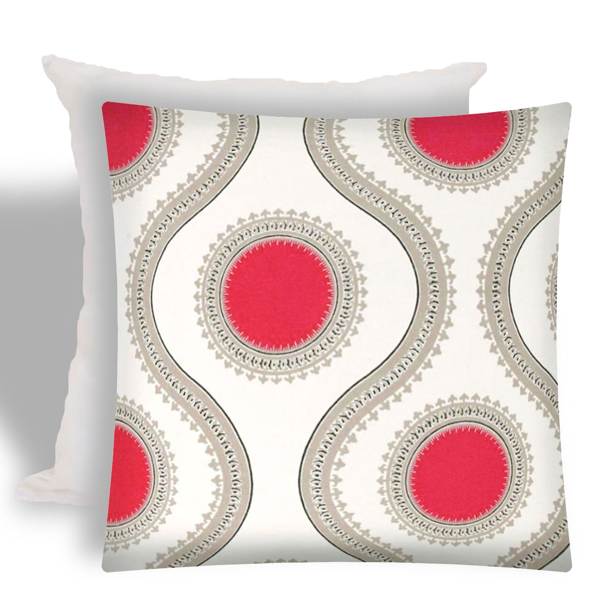 17" X 17" Coral And White Zippered Ogee Throw Indoor Outdoor Pillow