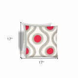 17" X 17" Coral And White Zippered Ogee Throw Indoor Outdoor Pillow