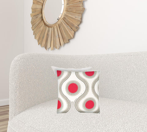 17" X 17" Coral And White Zippered Ogee Throw Indoor Outdoor Pillow