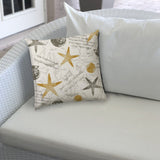 20" X 20" Gold And Cream Boat Blown Seam Coastal Throw Indoor Outdoor Pillow