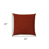 20" X 20" Brick And Red Blown Seam Solid Color Throw Indoor Outdoor Pillow