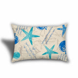 Set Of Three 18" X 18" Ocean Blue And White Corals Blown Seam Coastal Throw Indoor Outdoor Pillow