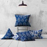Set of Three 20" X 20" Blue and White Coastal Indoor Outdoor Throw Pillow
