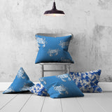 Set Of Three 20" X 20" Blue And White Crab Enveloped Coastal Throw Indoor Outdoor Pillow Cover