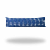 12" X 48" Blue And White Zippered Gingham Lumbar Indoor Outdoor Pillow