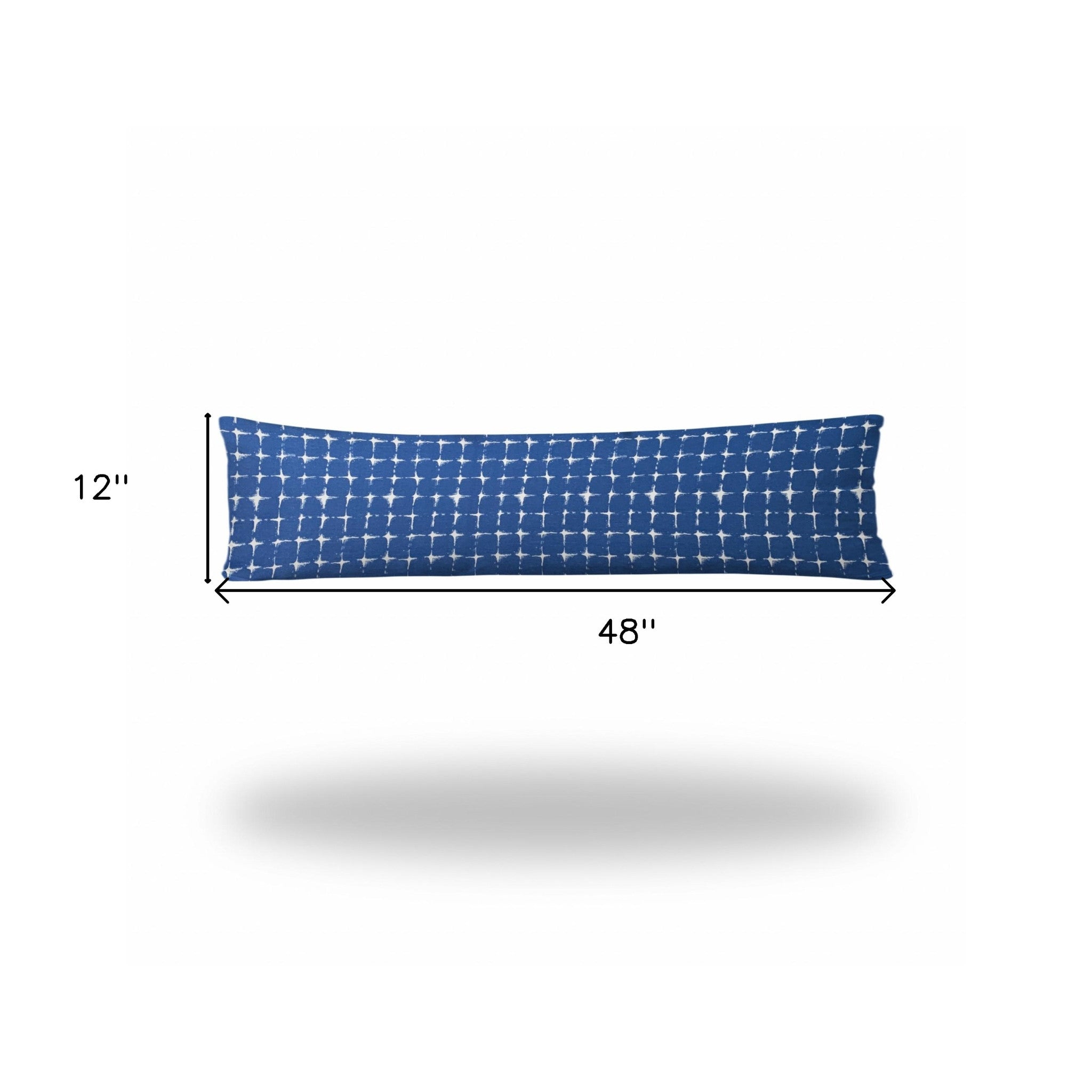 12" X 48" Blue And White Zippered Gingham Lumbar Indoor Outdoor Pillow