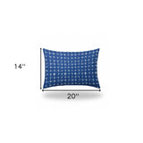 14" X 20" Blue And White Zippered Gingham Lumbar Indoor Outdoor Pillow Cover