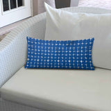 18" X 18" Blue And White Zippered Gingham Throw Indoor Outdoor Pillow Cover