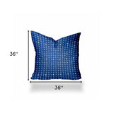 36" X 36" Blue And White Zippered Gingham Throw Indoor Outdoor Pillow Cover