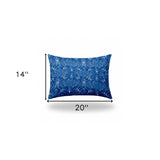 14" X 20" Blue And White Blown Seam Ikat Lumbar Indoor Outdoor Pillow