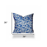 36" X 36" Blue And White Enveloped Coastal Throw Indoor Outdoor Pillow Cover