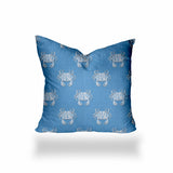 36" X 36" Blue And White Crab Blown Seam Coastal Throw Indoor Outdoor Pillow