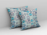 18" Gray Pink Tribal Indoor Outdoor Zip Throw Pillow