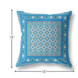 18” Blue Pink Block Indoor Outdoor Zippered Throw Pillow