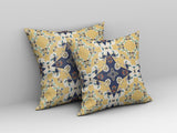 16” Yellow Navy Diamond Star Indoor Outdoor Zippered Throw Pillow