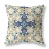 18” Sand Navy Diamond Star Indoor Outdoor Zippered Throw Pillow